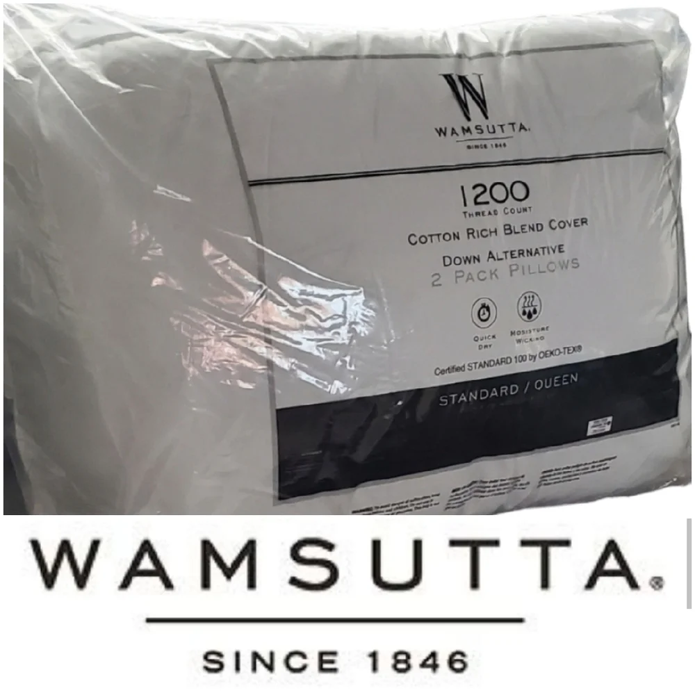 Brand New Wamsutta 1200 Thread Count 2 Pack Pillows. Standard/Queen.